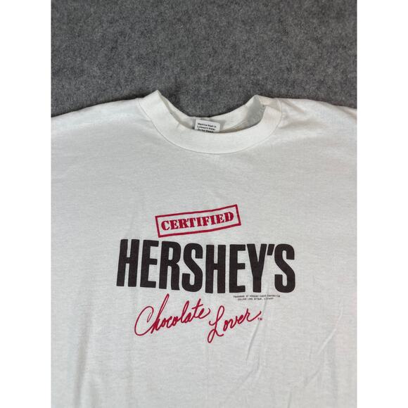 Vintage Certified Hersheys Chocolate Lover T Shirt Mens XL White Cotton Y2K - Picture 1 of 5